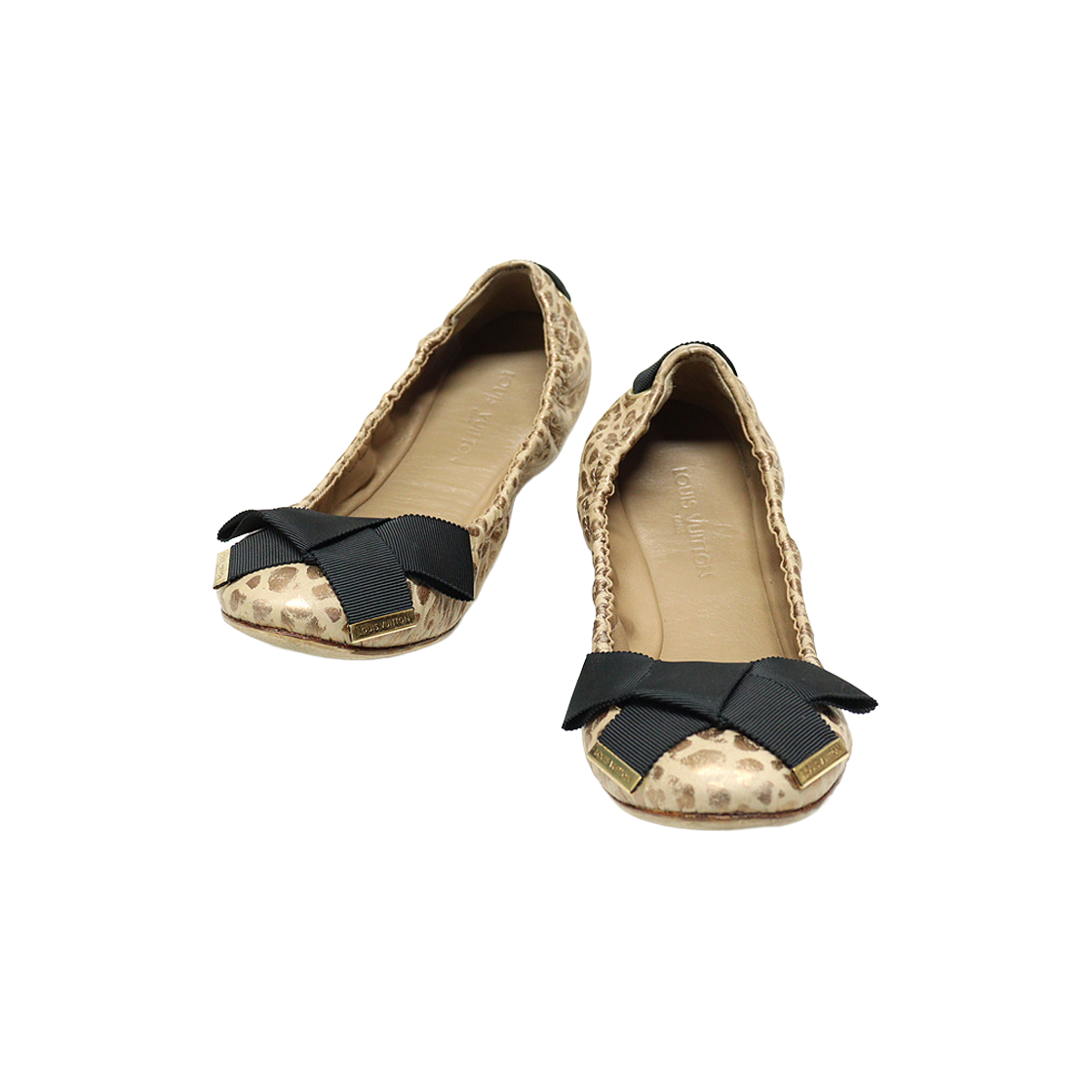 ITKS5ITRD4Q7 Louis Vuitton Leopard Print Ribbon Detail Dolphin Ballerina Flats 35