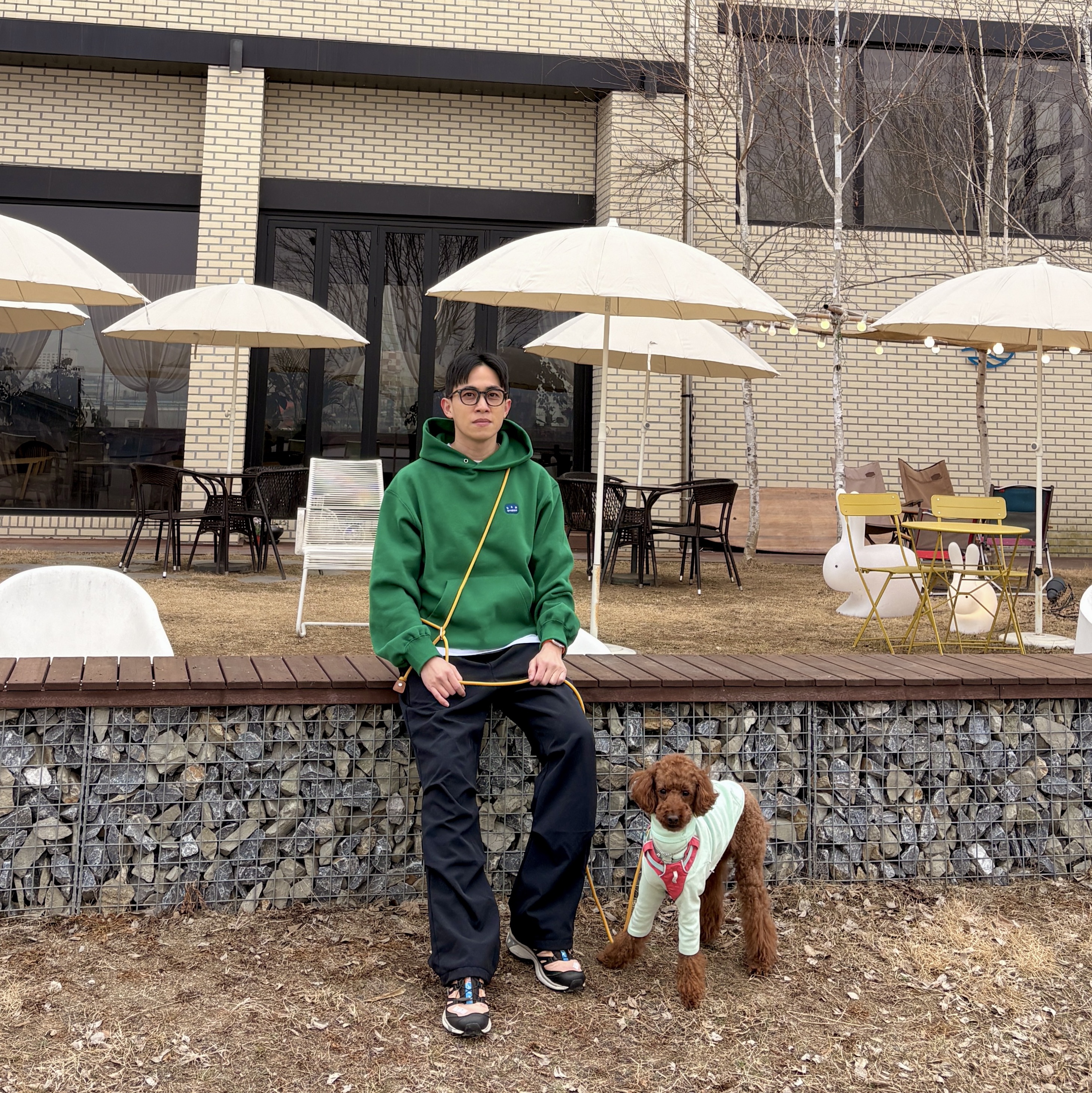 IAB Studio IAB Patch Hoodie Green, Salomon XT-4 Tobacco Brown 착용 스타일 - 2