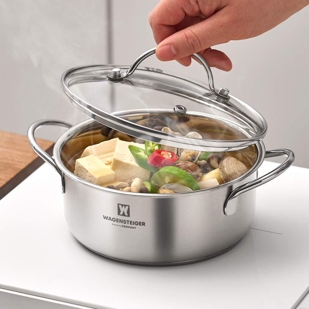 바겐슈타이거 IH 3중 바닥 스텐 미니팟 양수냄비 12cm(WAGENSTEIGER Stainless Mini Double-handle Pot 12cm) - 3