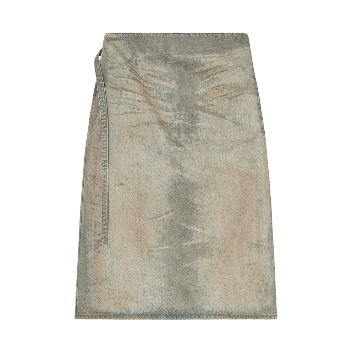 A2377109P24-02 (W) Diesel De-Morika-Fsi Midi Skirt In Cotton-Hemp Satin Denim Grey
