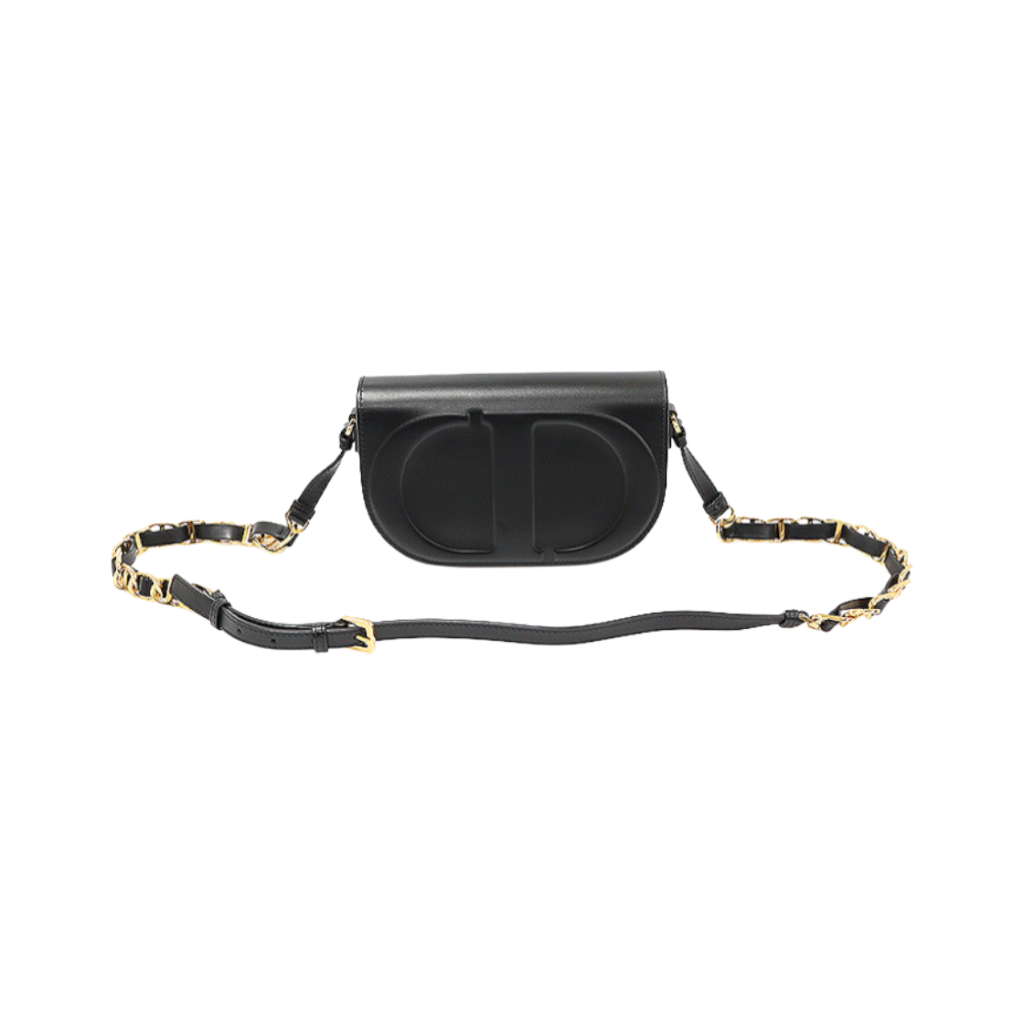 디올 M9280UZWS_900U 블랙 복스 카프스킨 금장 CD 시그니처 스트랩 베사체 체인 숄더백(Dior Black Box Calfskin Gold CD Signature Strap Versace Chain Shoulder Bag)