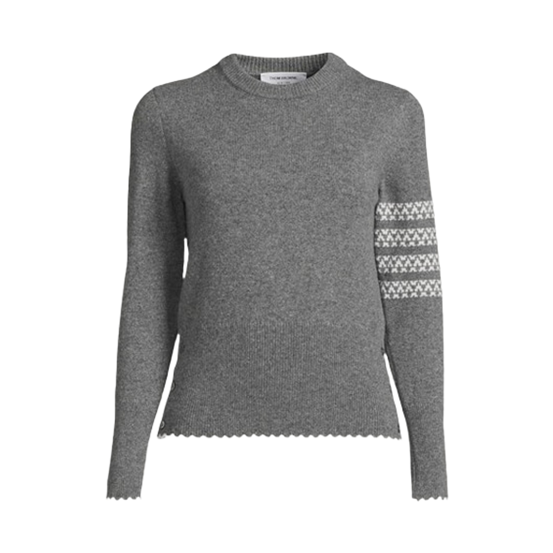 FKA514A-Y1029-035 (W) Thom Browne Merino Wool Holiday Hector Pullover Medium Grey