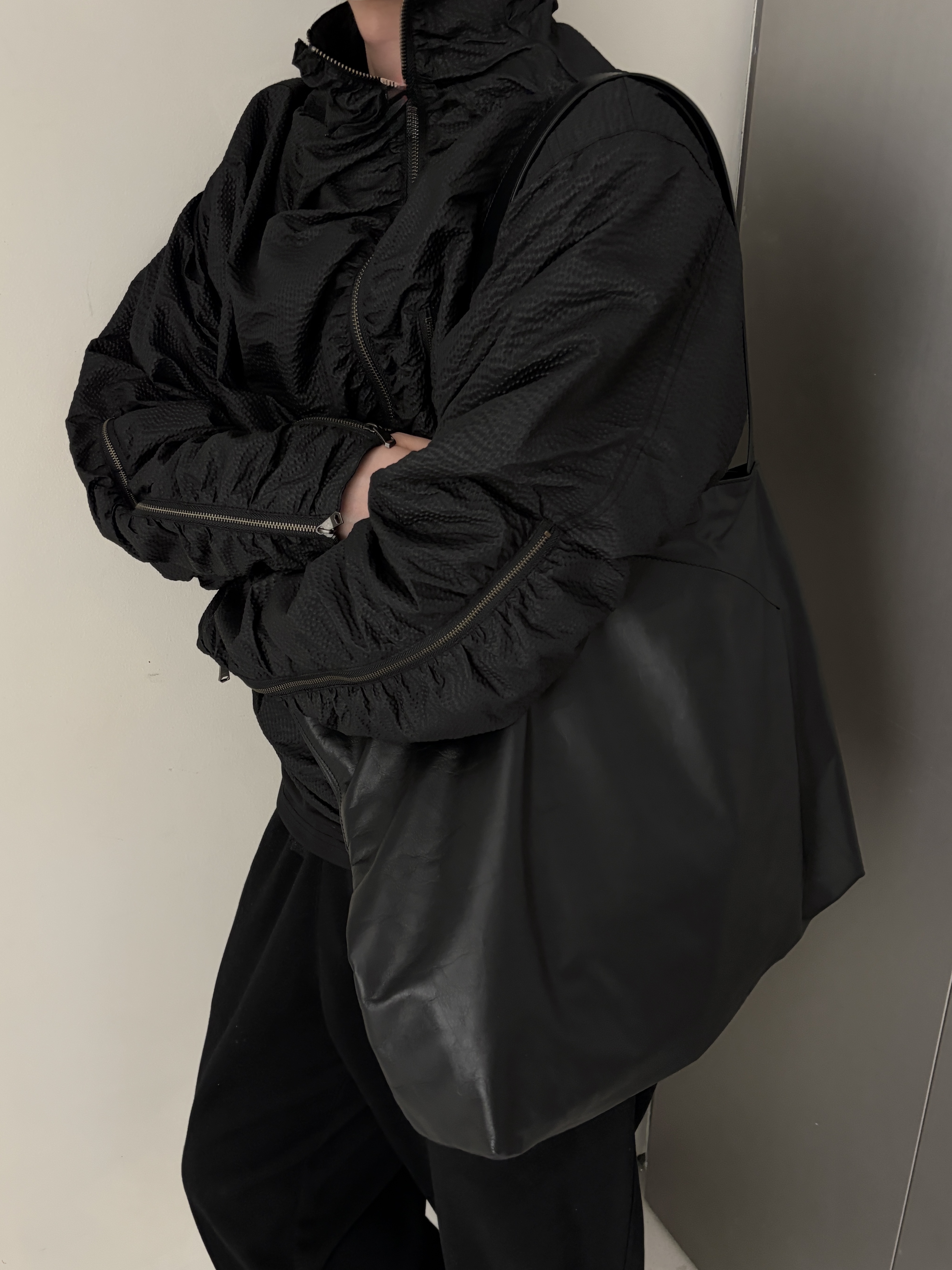 Ader Error Aploe Jacket Noir 착용 스타일