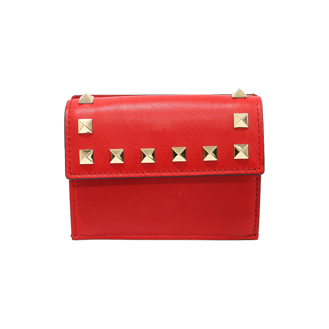 발렌티노 UW2P0U17BOL 레드 카프스킨 락스터드 플랩 카드지갑(Valentino Red Calfskin Rockstud Flap Cardholder)