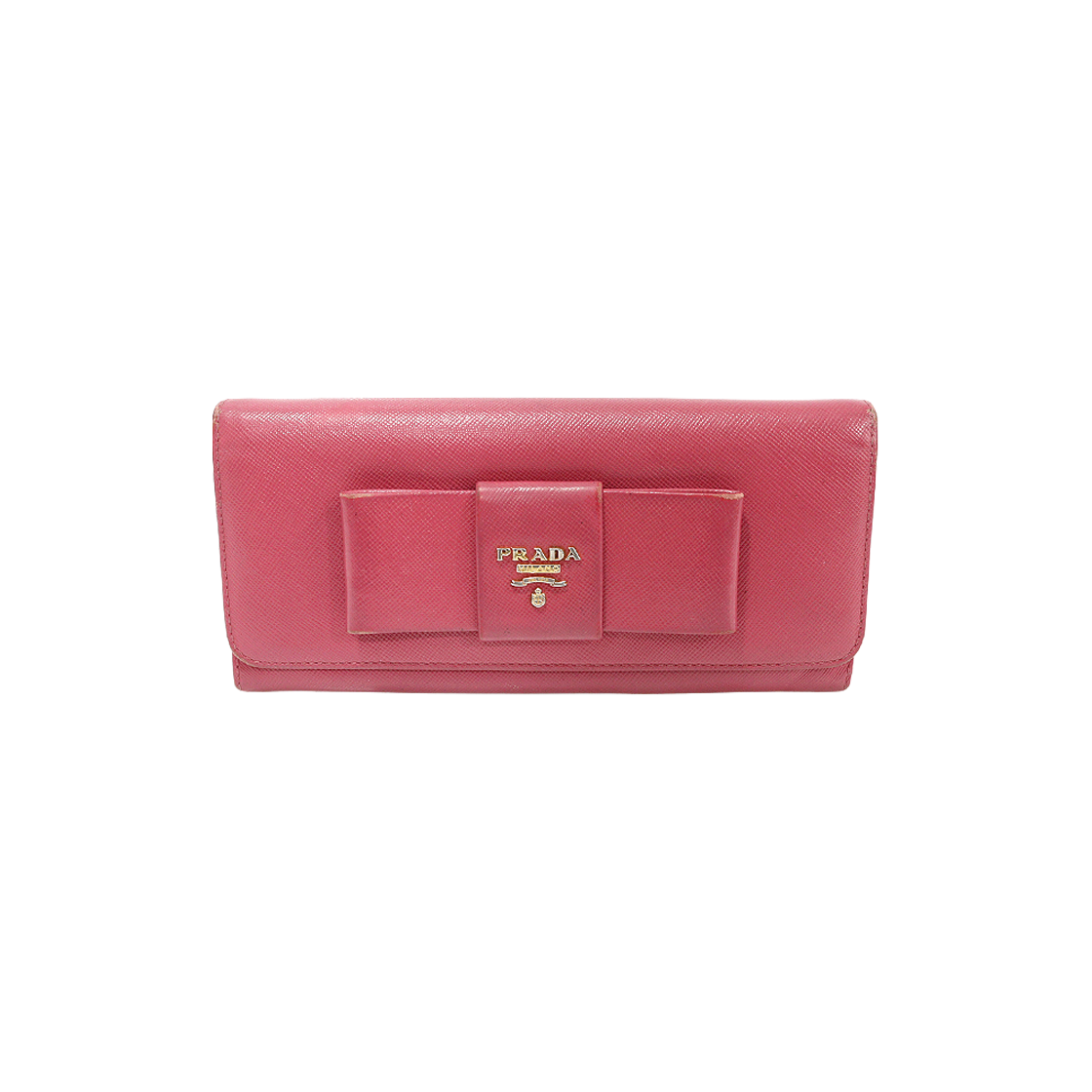 ITBK9CAKIE25 Prada Pink Saffiano Leather Ribbon Zip Wallet with Gold Logo
