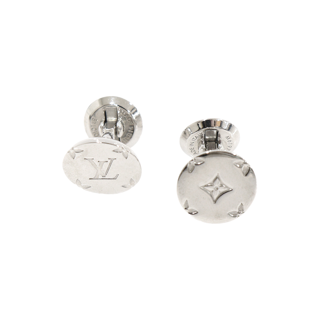 루이비통 M61971 모노그램 로고 커프 링크스+다미에 그라파이트 캔버스 케이스(Louis Vuitton Monogram Logo Cufflinks with Damier Graphite Canvas Case) - 1