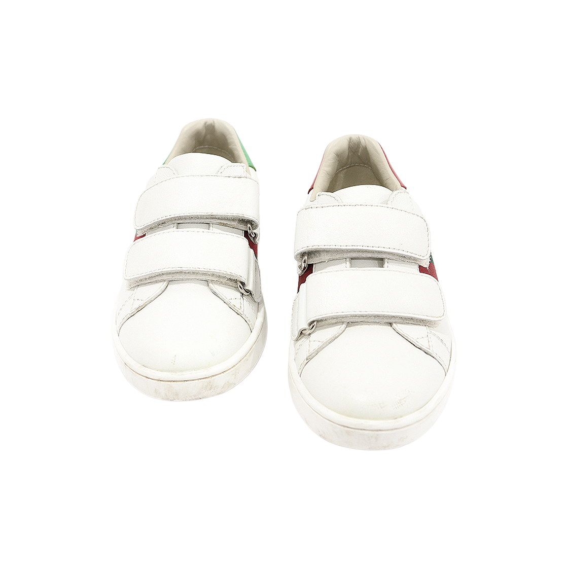 ITJIOLHDITIC Gucci 455448 White Leather WEB Ace Velcro Kids Sneakers Size 27