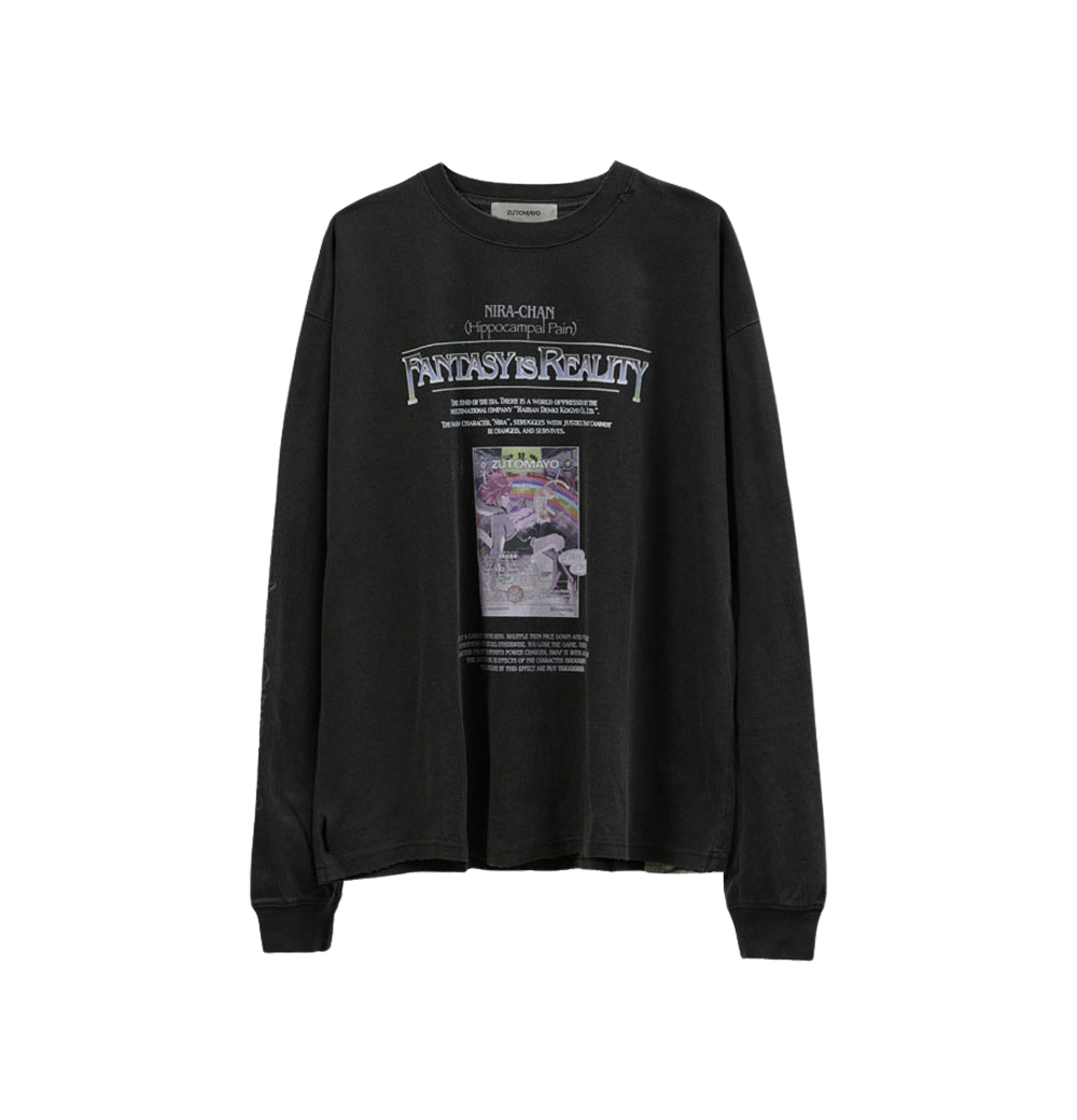 ZUTOMAYO 카드4 롱 티셔츠 A (빈티지 블랙)(ZUTOMAYO CARD4 Long Tee A(Vintage Black)) - 1