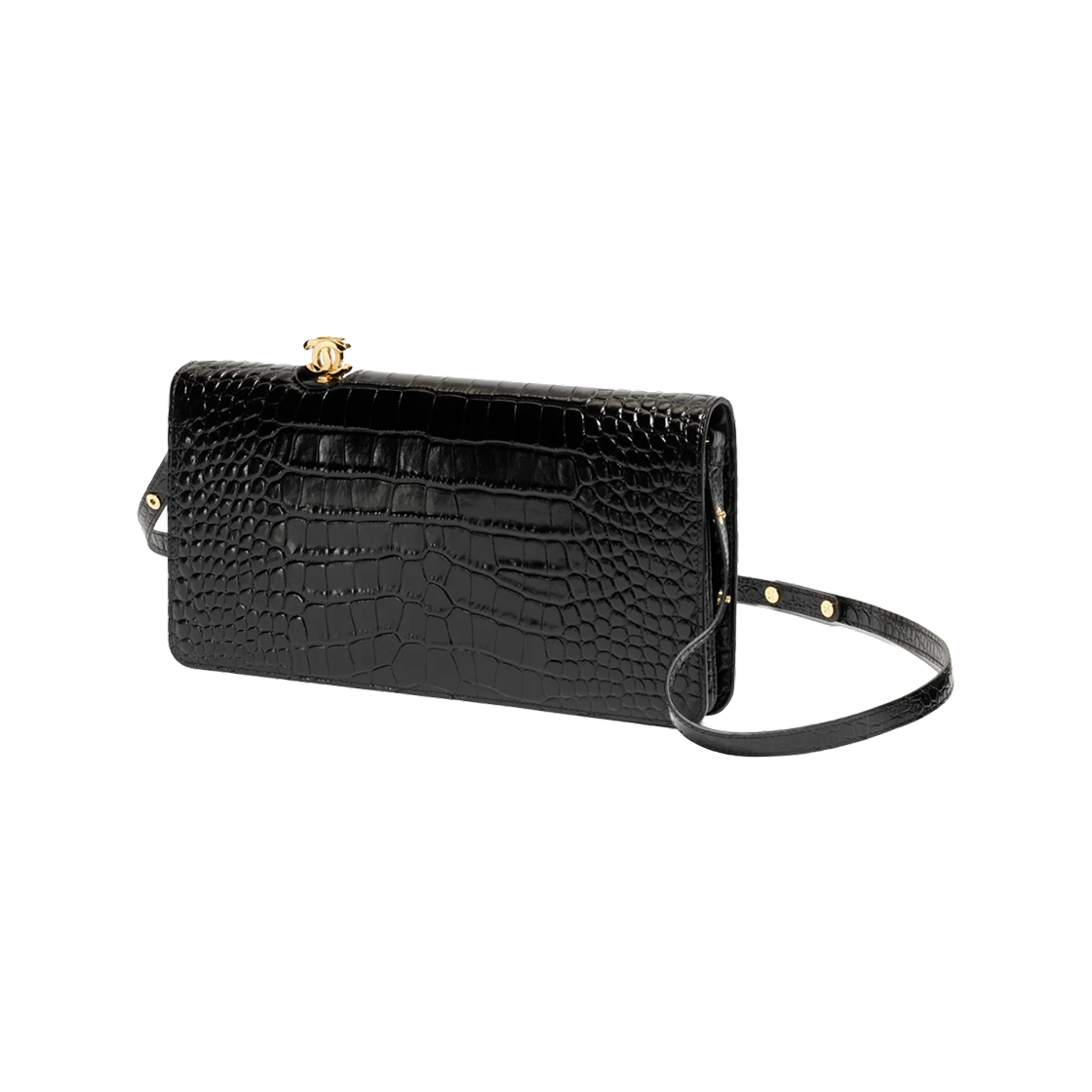 샤넬 케이스 크로커다일 카프스킨 & 골드 메탈 블랙(Chanel Clutch Crocodile Embossed Calfskin & Gold Black) - 2