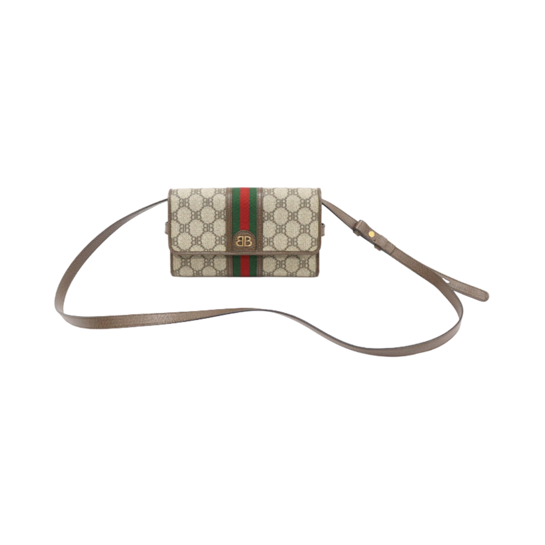 발렌시아가 X 구찌 브라운 캔버스 해커 WEB 숄더백(Balenciaga x Gucci Brown Canvas Hacker Web Shoulder Bag) - 1