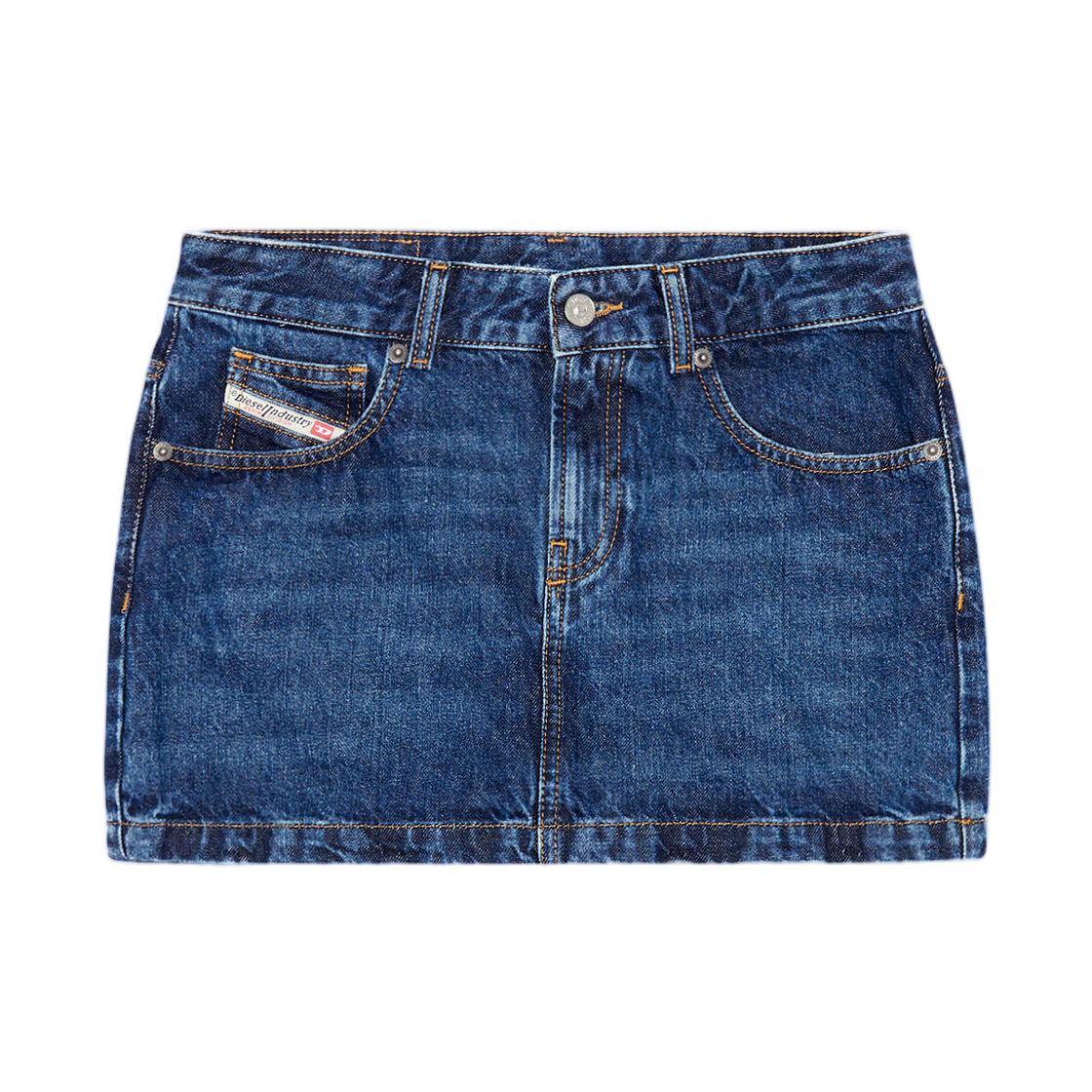 (W) 디젤 드-론 미니 스커트 인 데님 다크 블루((W) Diesel De-Ron Mini Skirt In Denim Dark Blue)