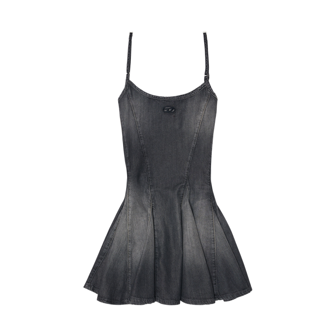 A20907068VM-02 (W) Diesel De-Spoky-S Denim Mini Dress with Lightweight Skirt Grey