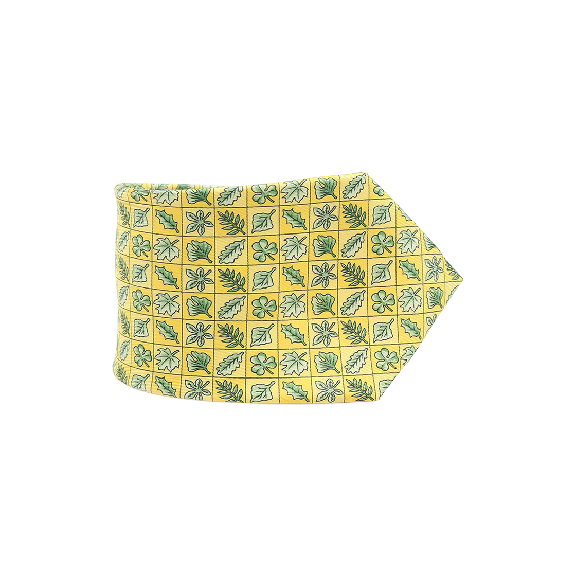 에르메스 7724 OA 실크 옐로우 리프 패턴 넥타이(실크 100%)(Hermes 7724 OA Silk Yellow Leaf Pattern Tie(silk 100%)) - 1