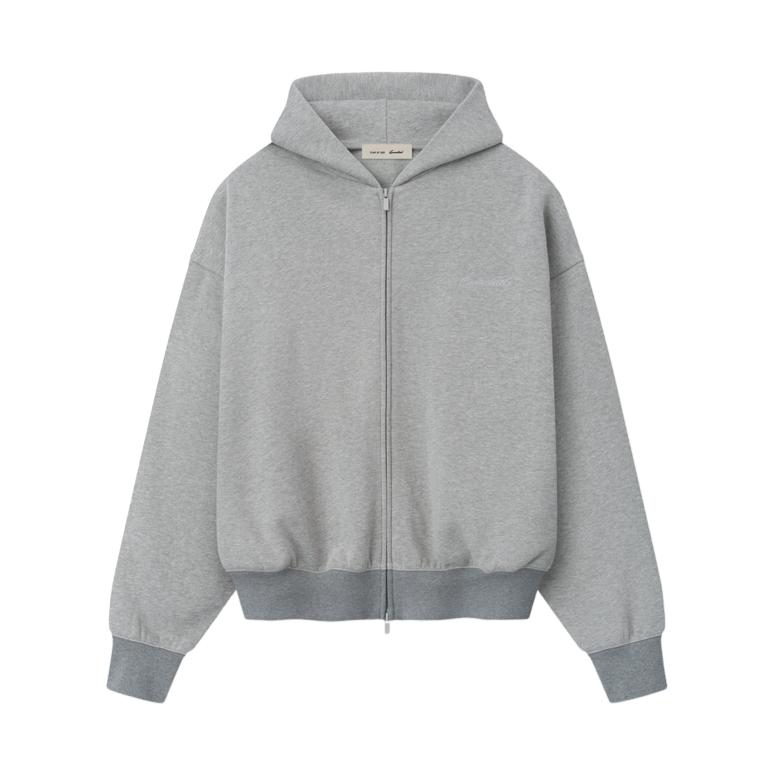 - Essentials Signature Classic Full Zip Hoodie Concrete Heather Dark Concrete Heather - 26SS