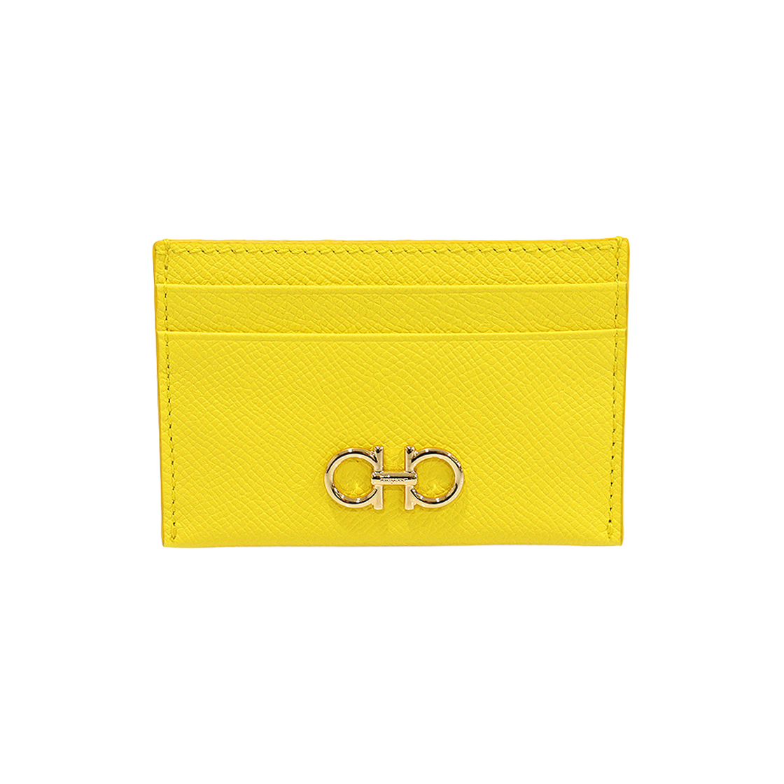 페라가모 220007 옐로우 카프스킨 금장 메탈 간치니 카드지갑(Ferragamo Yellow Calfskin Gold-tone Gancini Card Holder) - 1