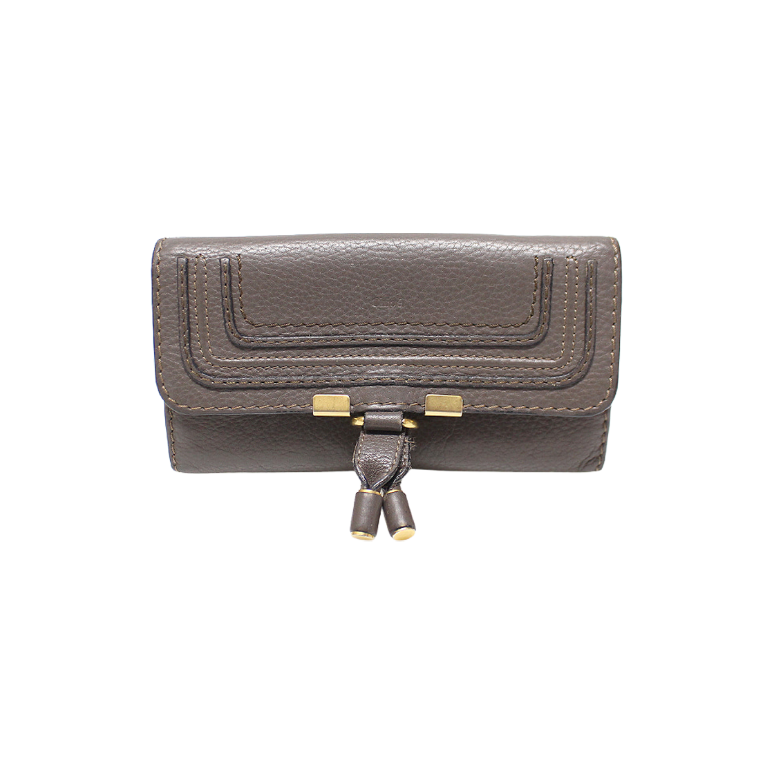 ITNNVJE68I2E Chloe Marcie Flap Long Wallet in Brown Tanned Grained Calfskin