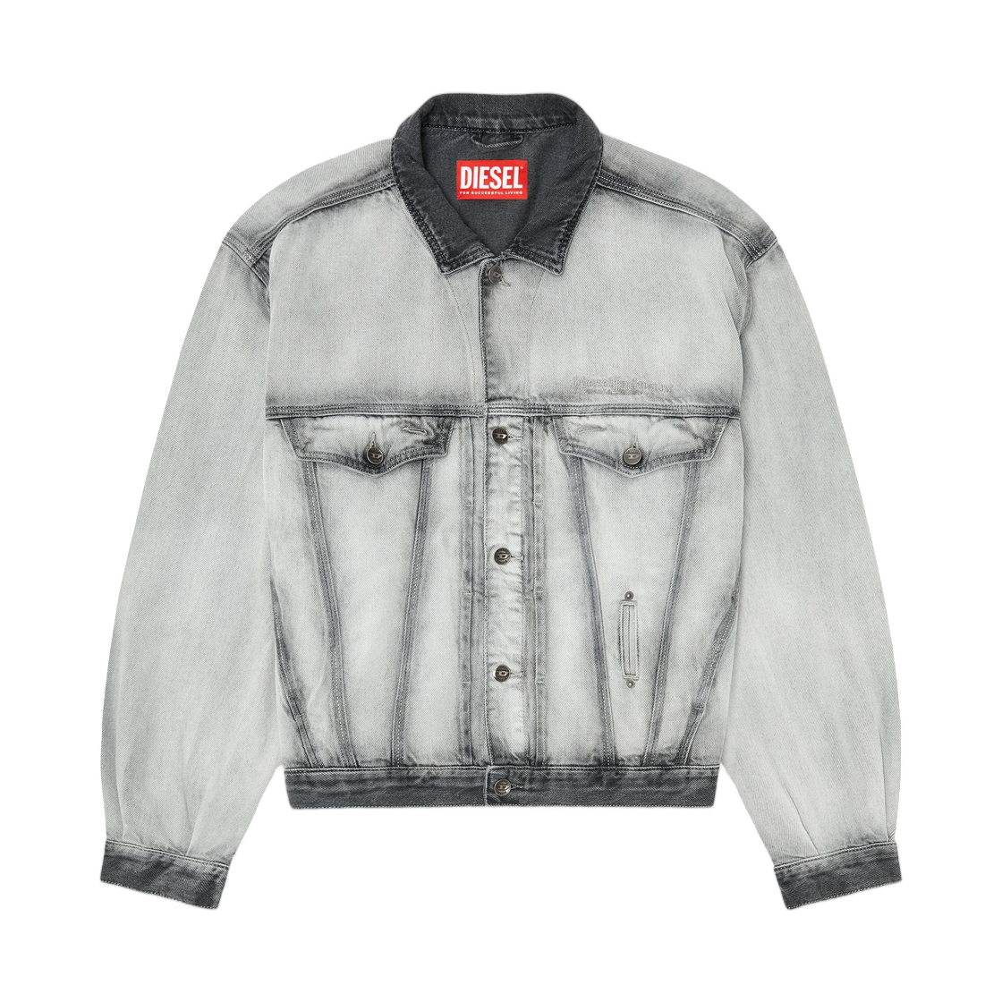 (W) 디젤 D-덴버-Fsi 트러커 재킷 인 소프트 스켈레톤 데님 라이트 그레이((W) Diesel D-Denver-Fsi Trucker Jacket In Soft Skeleton Denim Light Grey)