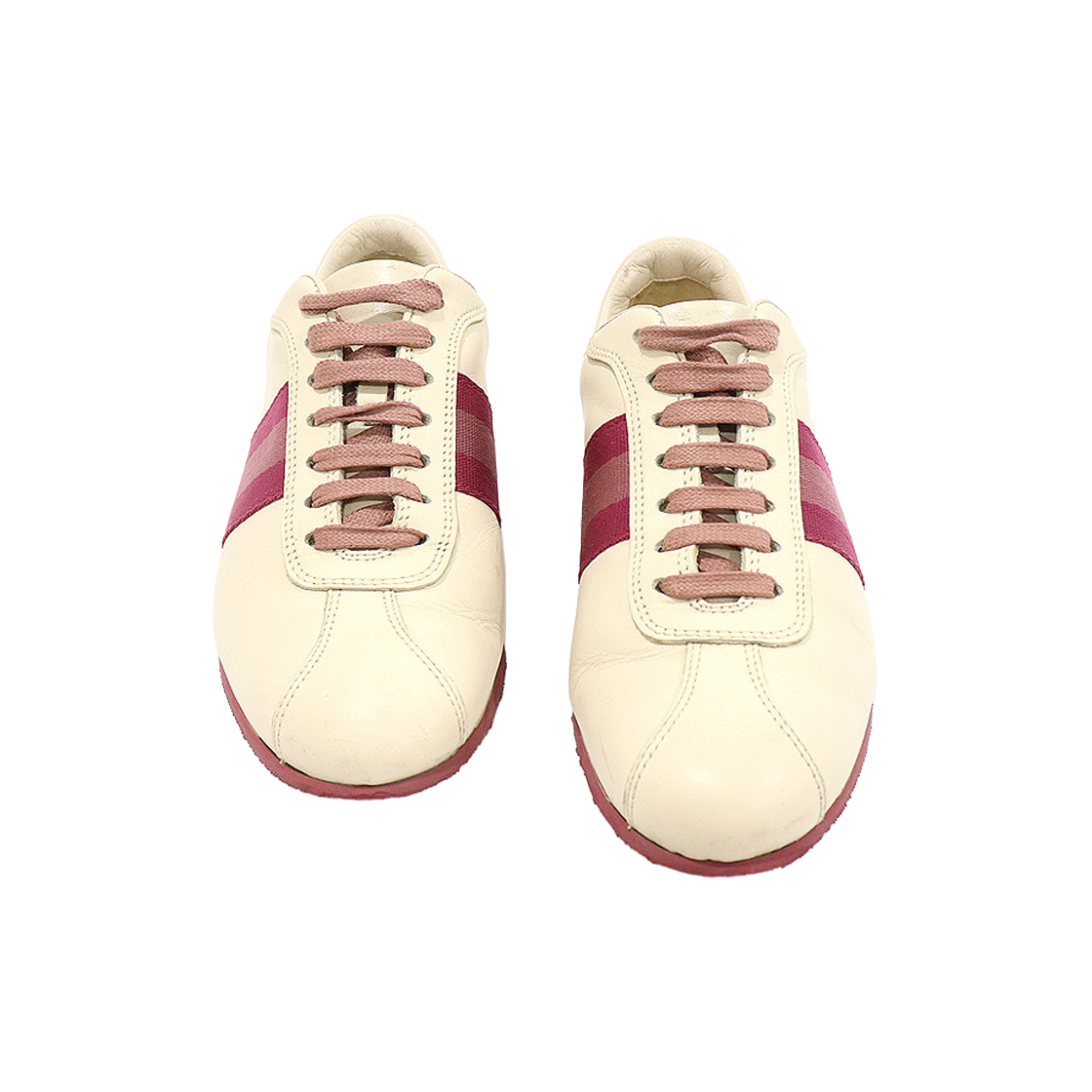 ITLW4C8HLNPG Gucci Beige Leather WEB Icon Low-Top Sneakers for Women 36C