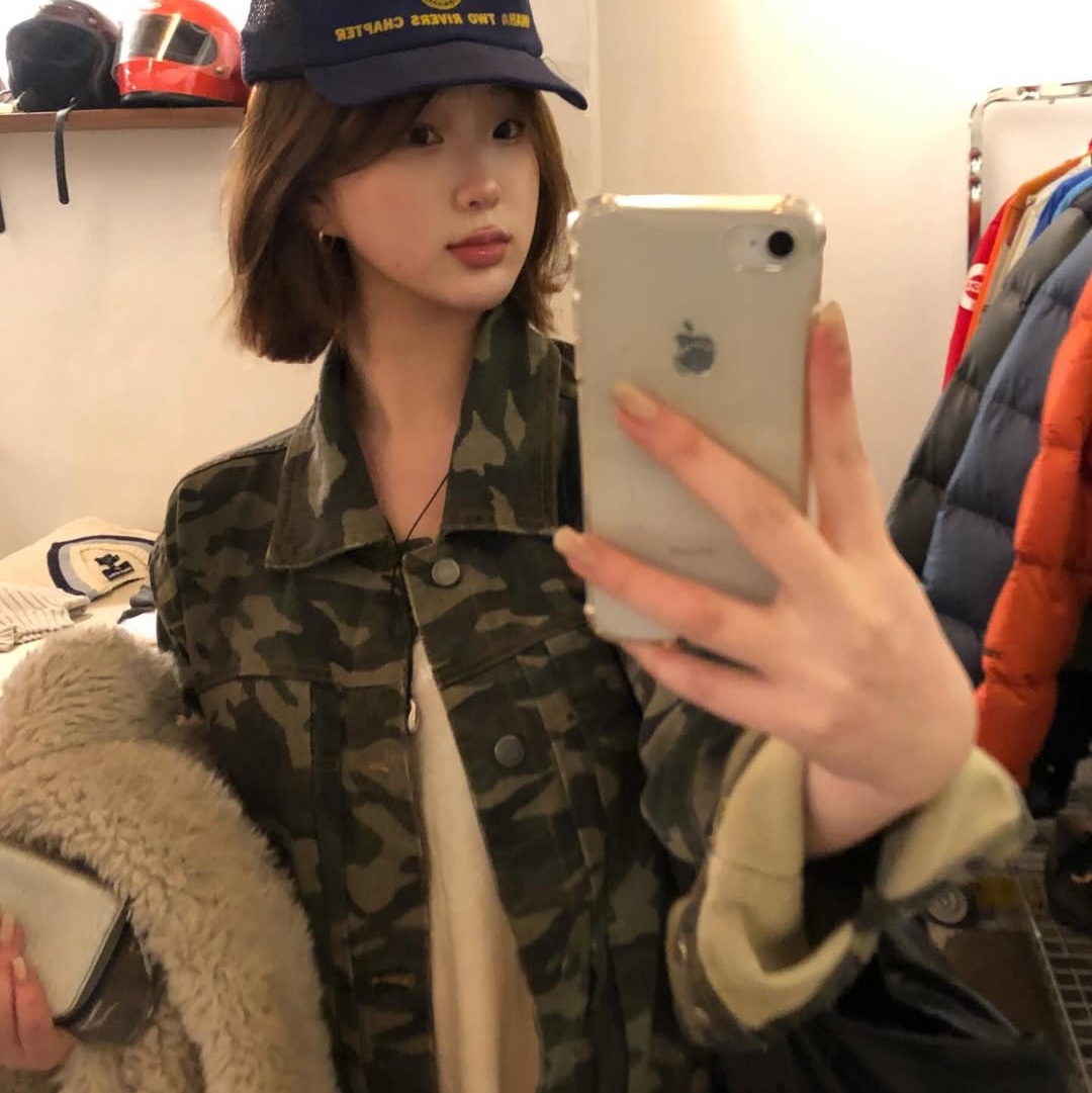 MAINBOOTH Destroyed Camo Trucker Jacket CAMO 착용 스타일 - 5