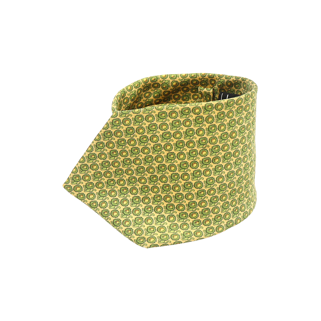 페라가모 실크 옐로우 그린 라이언 패턴 넥타이(Salvatore Ferragamo Silk Yellow Green Lion Pattern Tie)