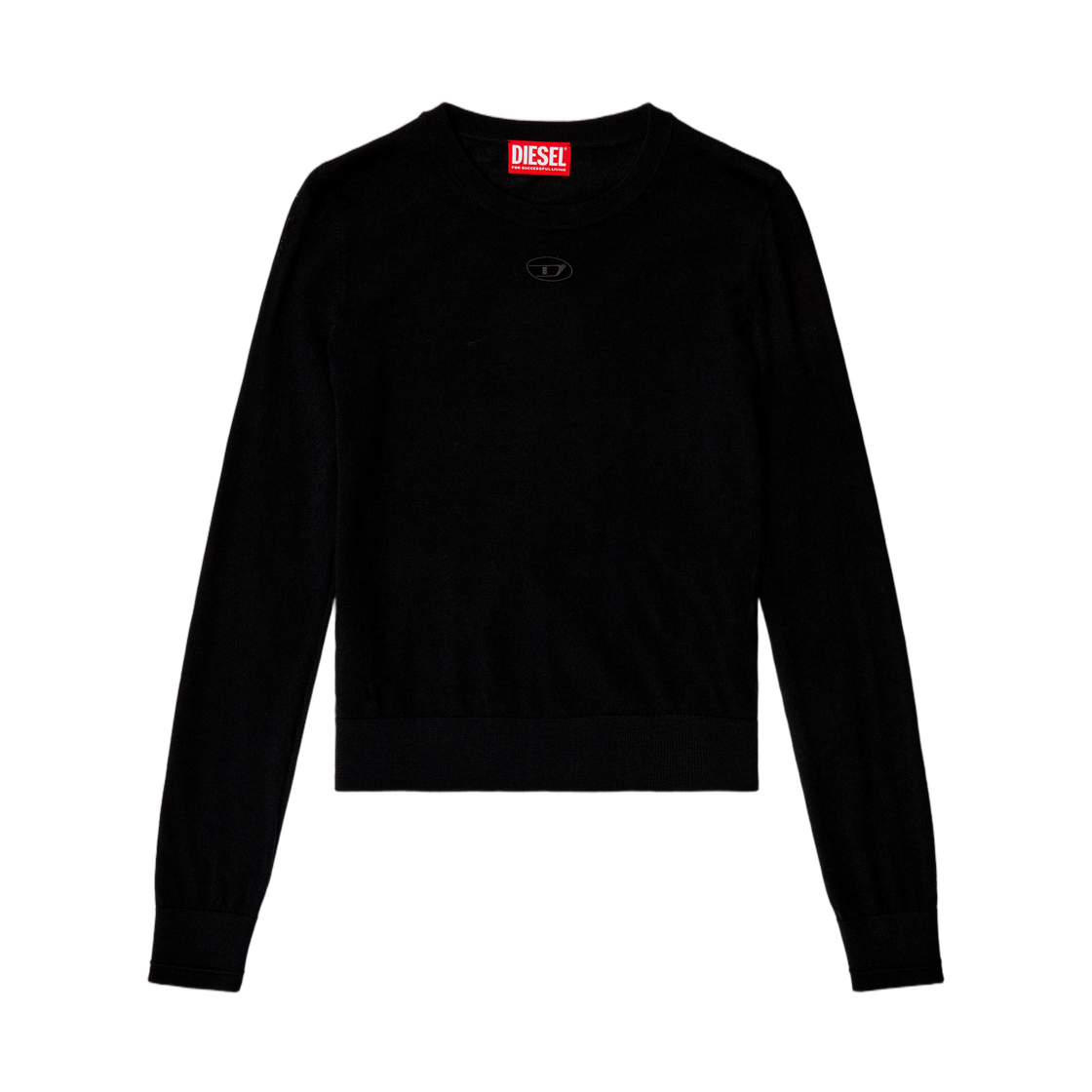 (W) 디젤 M-알리네사 울 점퍼 위드 컷-아웃 로고 블랙((W) Diesel M-Alinesa Wool Jumper with Cut-Out Logo Black) - 1