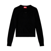 (W) Diesel M-Alinesa Wool Jumper with Cut-Out Logo Black