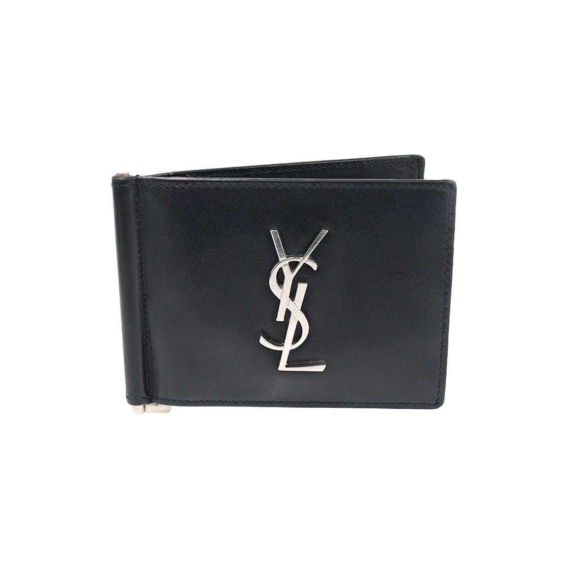 생로랑 485630 블랙 카프스킨 은장 모노그램 카드지갑 머니클립(Saint Laurent Monogram Card Wallet with Money Clip in Black Calfskin) - 1