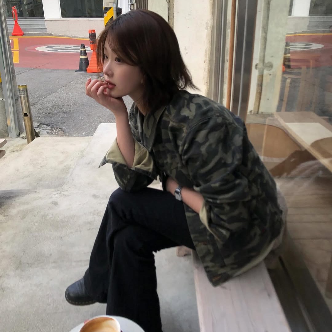 MAINBOOTH Destroyed Camo Trucker Jacket CAMO 착용 스타일 - 2