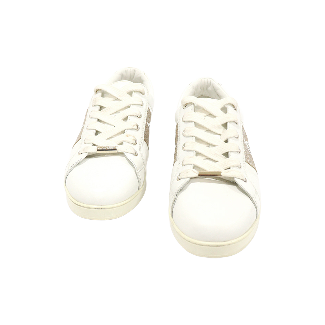 ITUNTCA7655V Jimmy Choo J000141635 White Leather Ballet Pink Cash JC Glitter Women's Sneakers 37