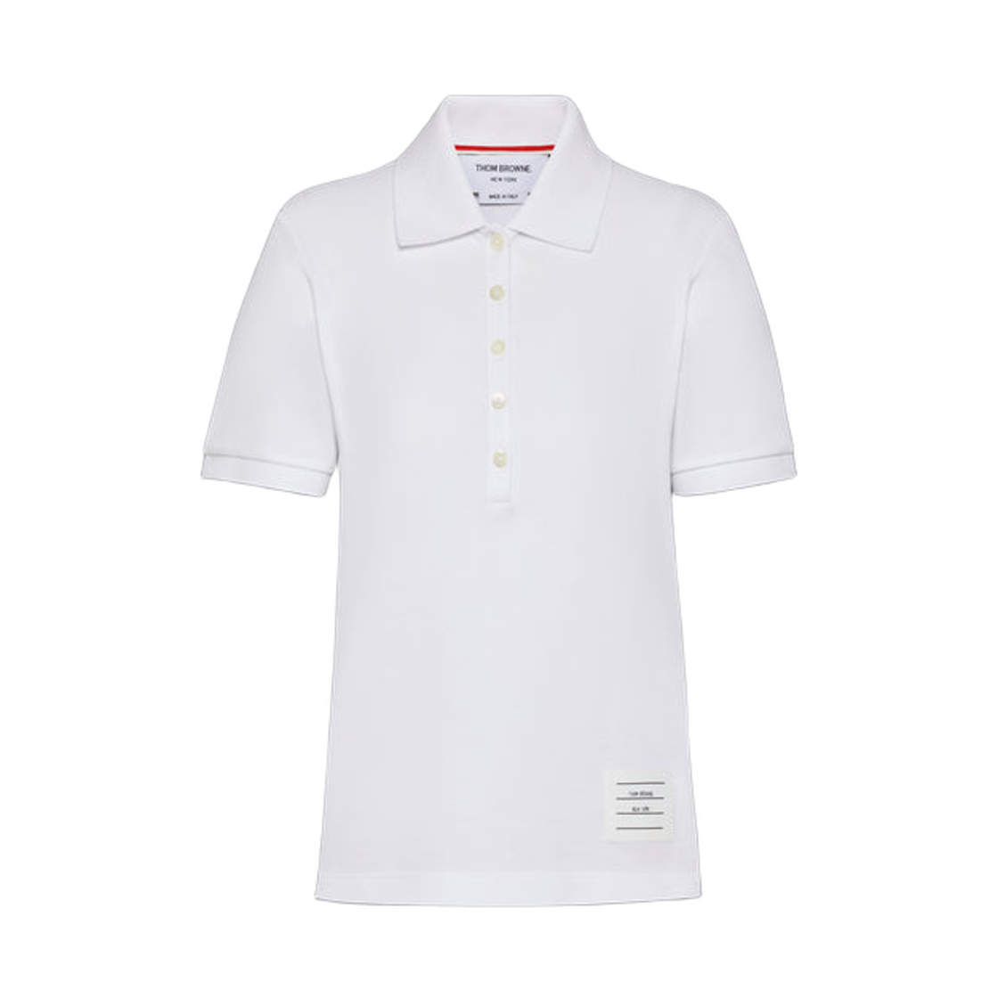 FJP107A-00050-100 (W) Thom Browne Classic Pique 4-Bar Polo White
