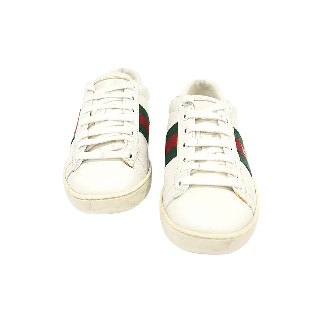 ITPVOKCK3KLU Gucci 431942 White Leather WEB Bee Embroidered Ace Sneakers for Women Size 35
