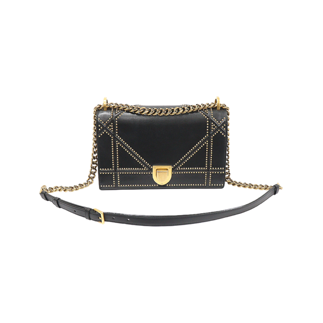 디올 M0422CNOE 블랙 램스킨 디올라마 미디움 금장 체인 숄더백(Diorama Medium Black Lambskin Shoulder Bag with Gold Chain) - 1