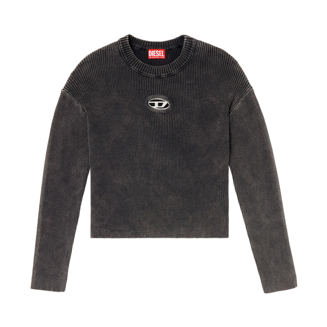 A220460AKBQ-900 (W) Diesel M-Anchorex Cut-Out Ribbed Jumper with Oval D Plaque Dark grey