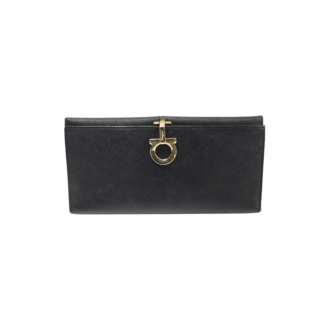 페라가모 22 0120 블랙 사피아노 금장 간치니 장지갑(Salvatore Ferragamo 22 0120 Black Saffiano Gold-tone Gancini Long Wallet)