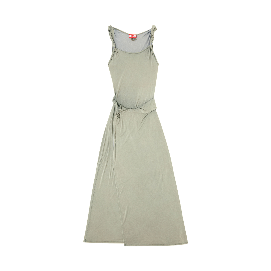 A218670EPCJ-5GDA (W) Diesel D-Estiga-S1 Jersey Maxi Dress with Twisted Details Olive Green