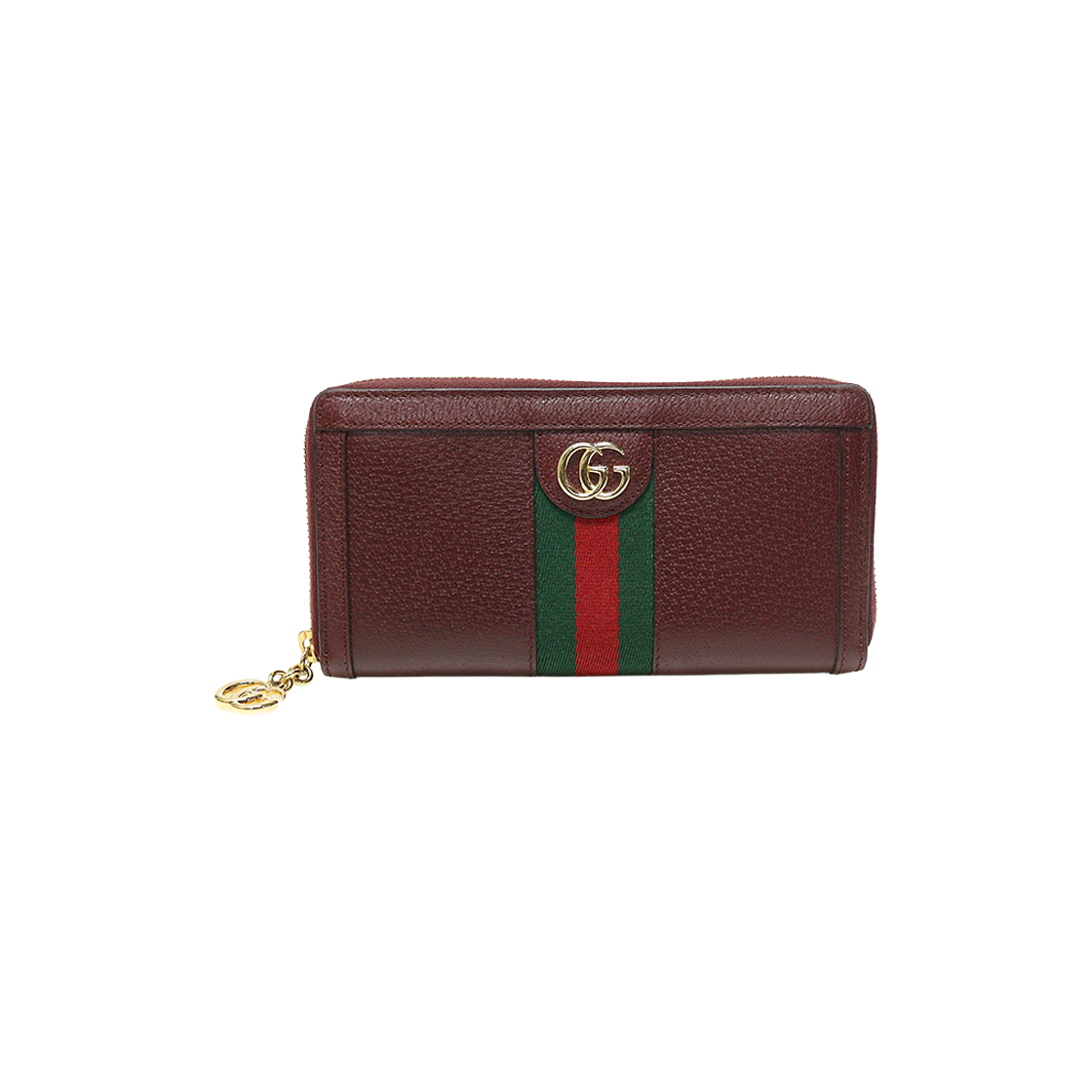 IT5QARUH2MFD Gucci 523154 Burgundy Leather Ophidia Web Zip Wallet