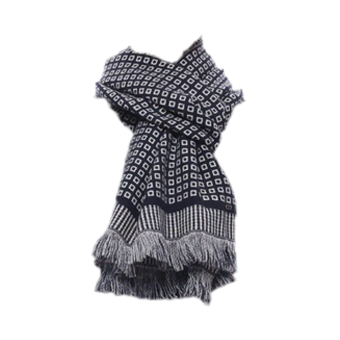 (W) 발렌티노 브이로고 시그니처 울 블렌드 머플러 네이비((W) Valentino Vlogo Signature Wool Blend Muffler Navy) - 1