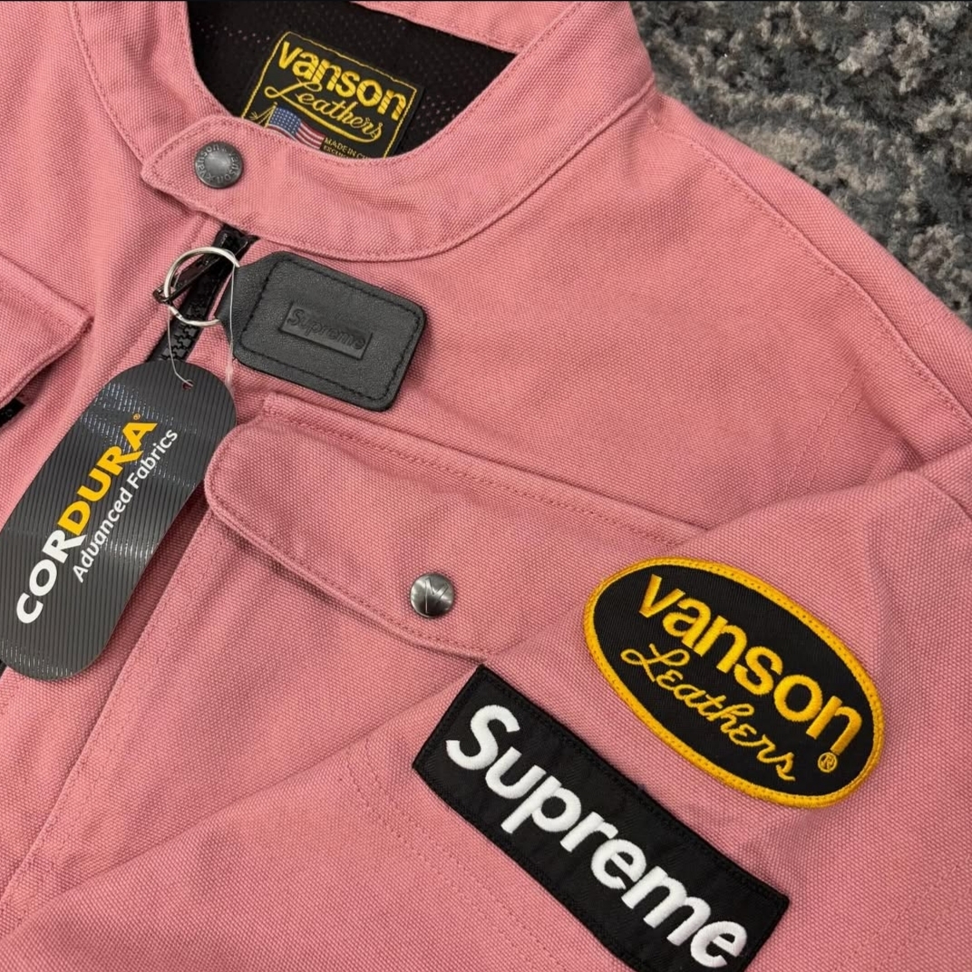 Supreme x Vanson Leathers Cordura Jacket Pink - 26SS 착용 스타일 - 1