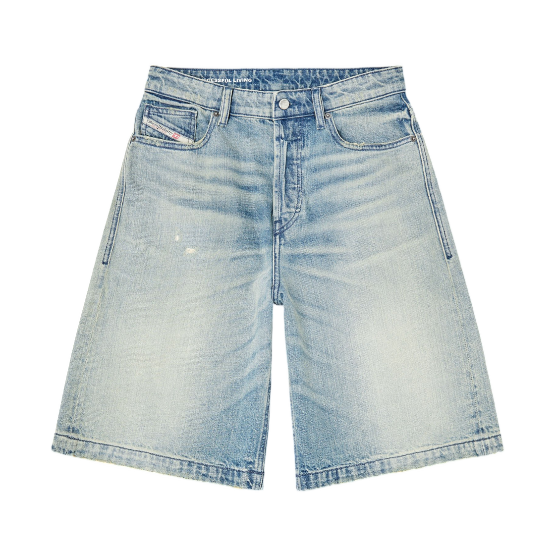 (W) 디젤 드-사이어-쇼트 쇼츠 인 워른-이펙트 데님 라이트 블루((W) Diesel De-Sire-Short Shorts In Worn-Effect Denim Light Blue) - 1