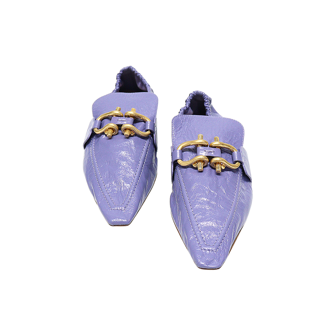 보테가베네타 651352 퍼플 램스킨 금장 마담 플랫 여성 로퍼 37(Bottega Veneta Purple Lambskin Gold Hardware Madame Flats Women's Loafers Size 37)
