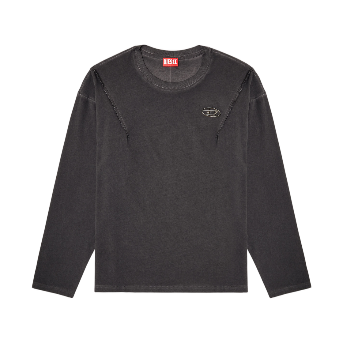 P015800SPCJ-93RA (W) Diesel T-Thug-T-Shirt Long-Sleeve T-Shirt with Faded Effect Dark grey