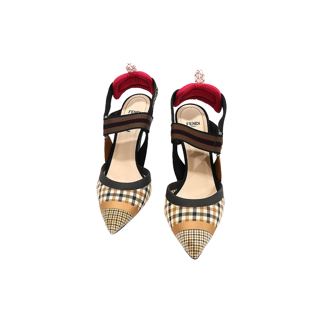 펜디 8J6711 멀티 컬러 울 콜리브리 힐 슬링백 여성 구두 38(Fendi Multi-Color Wool Hummingbird Heel Slingbacks - Women's Size 38) - 1