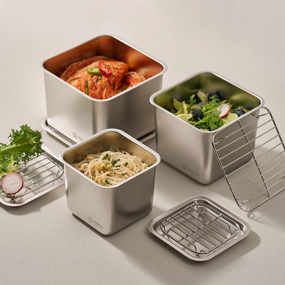 바겐슈타이거 콰트라트 스텐 304 캐니스터 낮은형 중 750ml(WAGENSTEIGER Quatrat Stainless 304 Canister Shallow - M 750ml) - 5