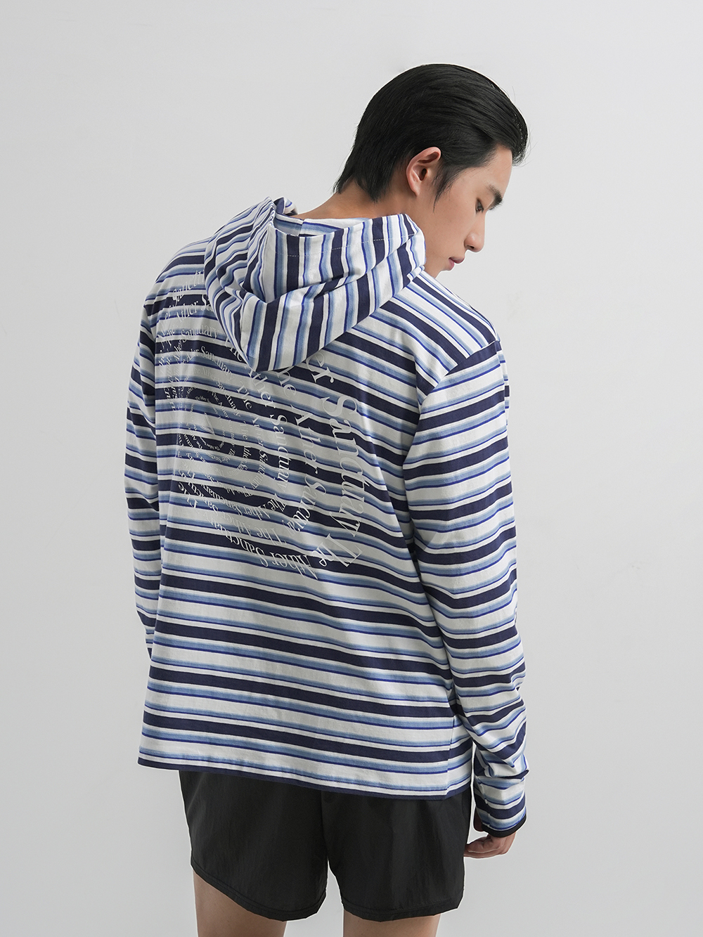 디아더생츄어리 서큘러 타입 스트라이프 후디 스카이 블루(THE ATHER SANCTUARY Circular Type Striped Hoodie Sky Blue) - 6
