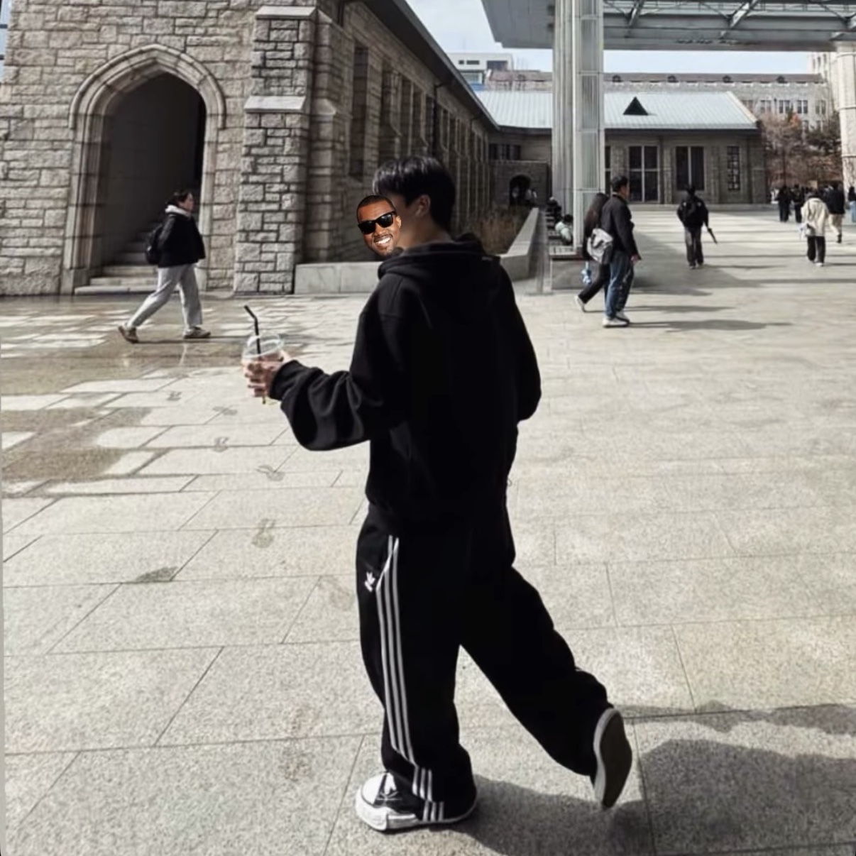 Adidas Adicolor Baggy Fit Firebird Track Pants Black - KR Sizing, Supreme S Logo Zip Up Hooded Sweatshirt Black - 24FW 착용 스타일