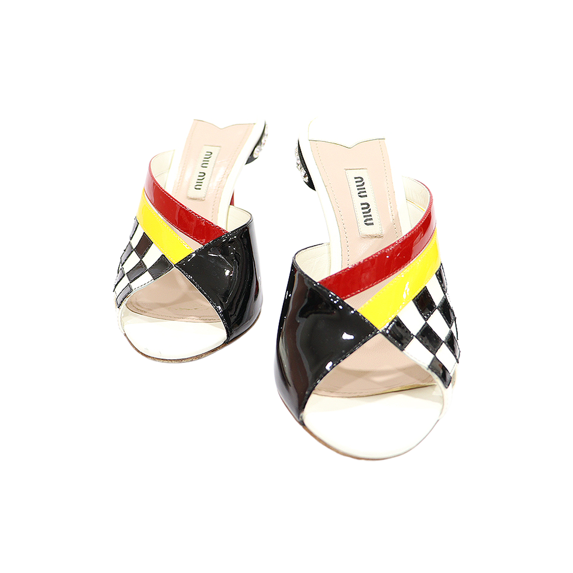 미우미우 5XX290 멀티 컬러 페이던트 크리스탈 오픈토 여성샌들 35(Miu Miu Multi-Color Patent Crystal Open-Toe Sandals 35) - 1
