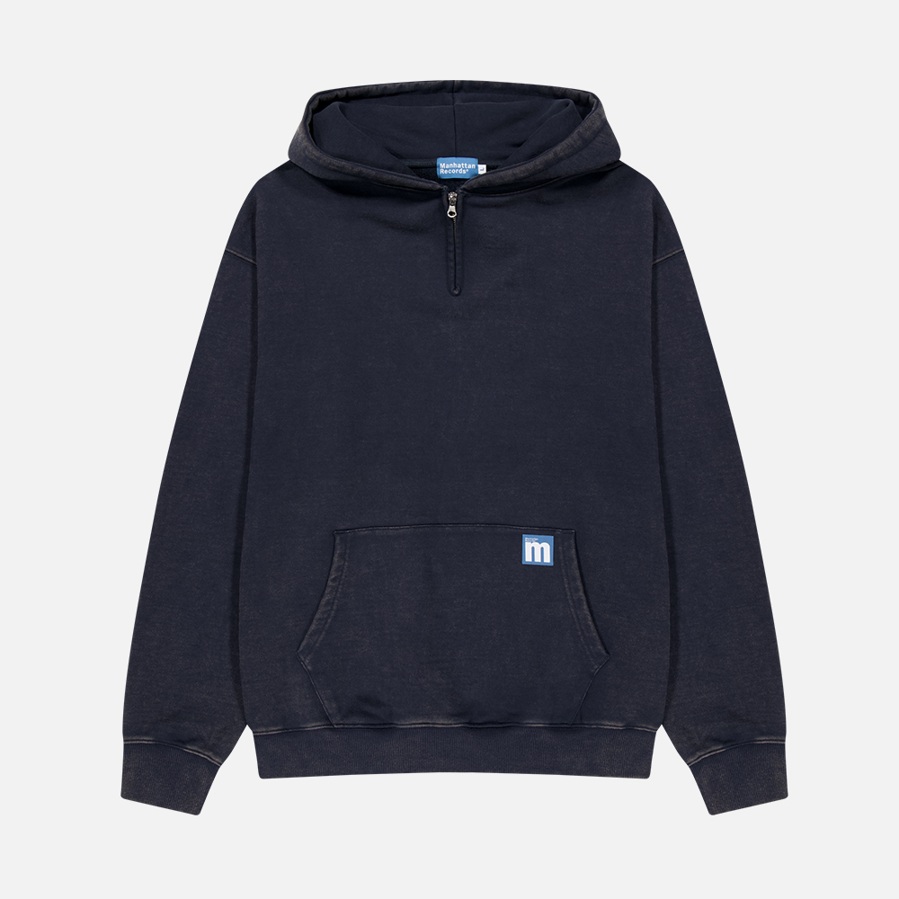 맨하탄 레코즈 워시드 하프 집업 후디 - 네이비(Manhattan Records Washed Half Zip Up Hoodie - Navy) - 2