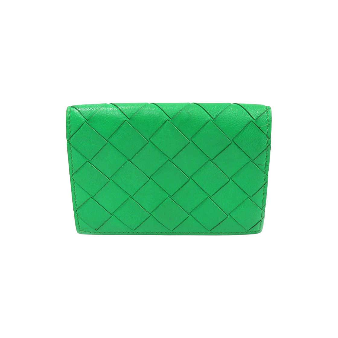 보테가베네타 667141 그린 패러킷 램스킨 인트레치아토 명함 카드 지갑(Bottega Veneta 667141 Green Parakeet Lambskin Intrecciato Card Holder) - 1
