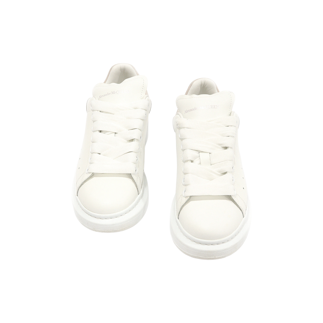 알렉산더맥퀸 553770 화이트 레더 베이지 스웨이드 트리밍 오버솔 여성 스니커즈 36(Alexander McQueen White Leather and Beige Suede Trim Oversized Sneakers - Women's Size 36)