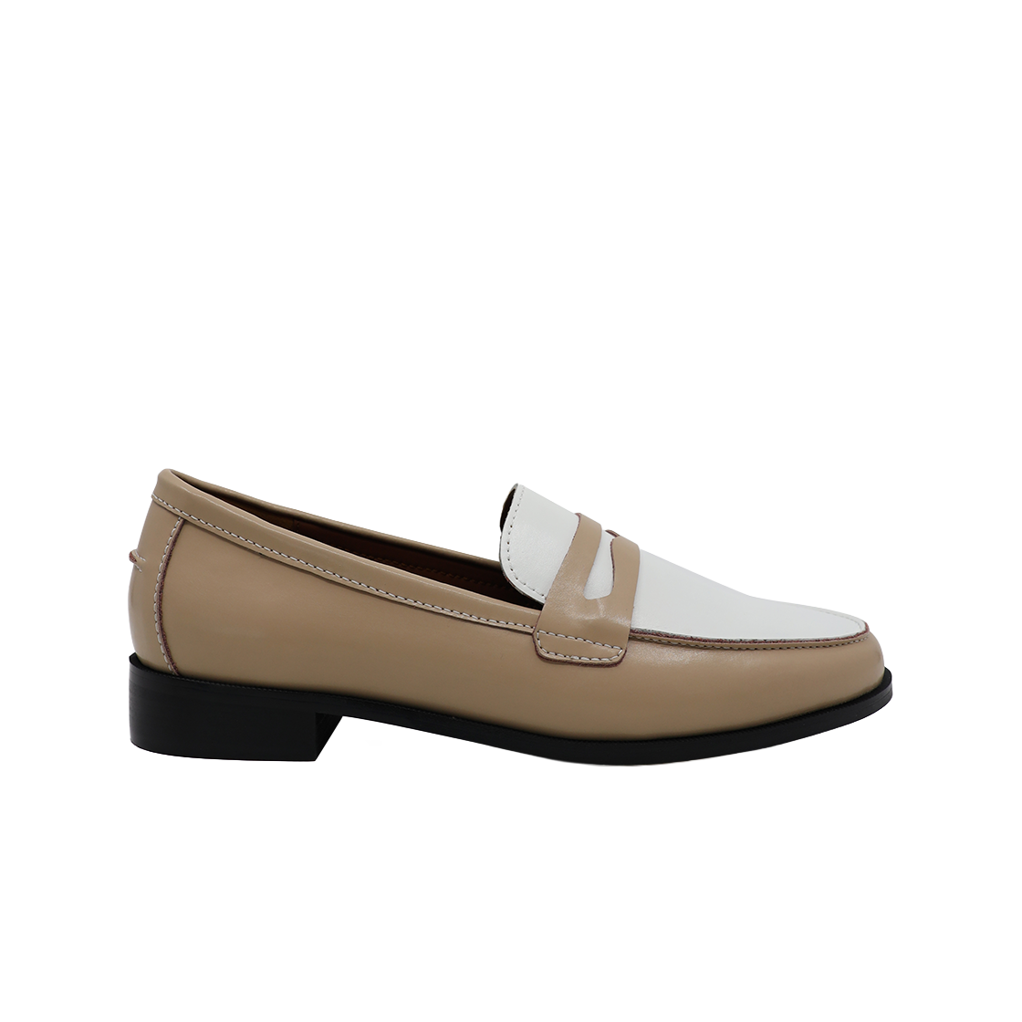 MD0261_1_copy Moodnight April Stitch Classic Penny Loafers l Combi-Beige